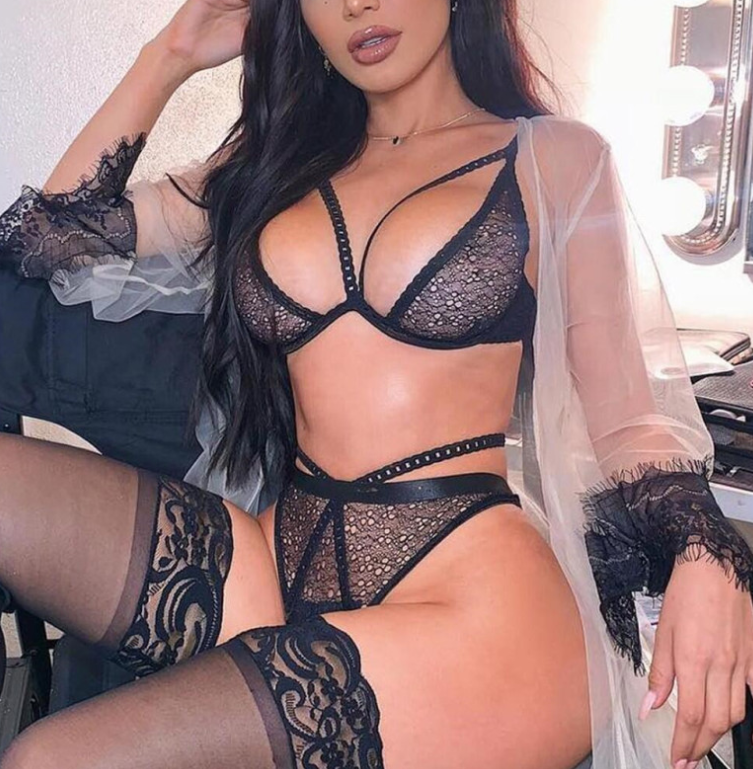 Black lace suspender sexy underwear